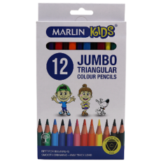 Marlin Kids Triangular Jumbo Colour Pencils 12's 